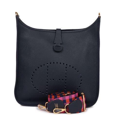 hermes taurillon clemence evelyne iii pm bleu nuit